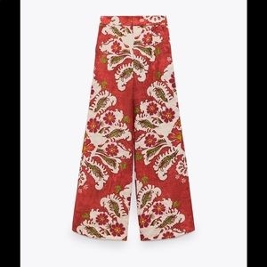 Zara Linen Blend Printed Pants - Tags Attached, Never Worn